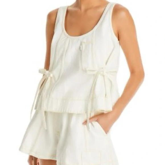 Phillip Lim Stonewashed Side Tie Tank Top - Picture 3 of 6